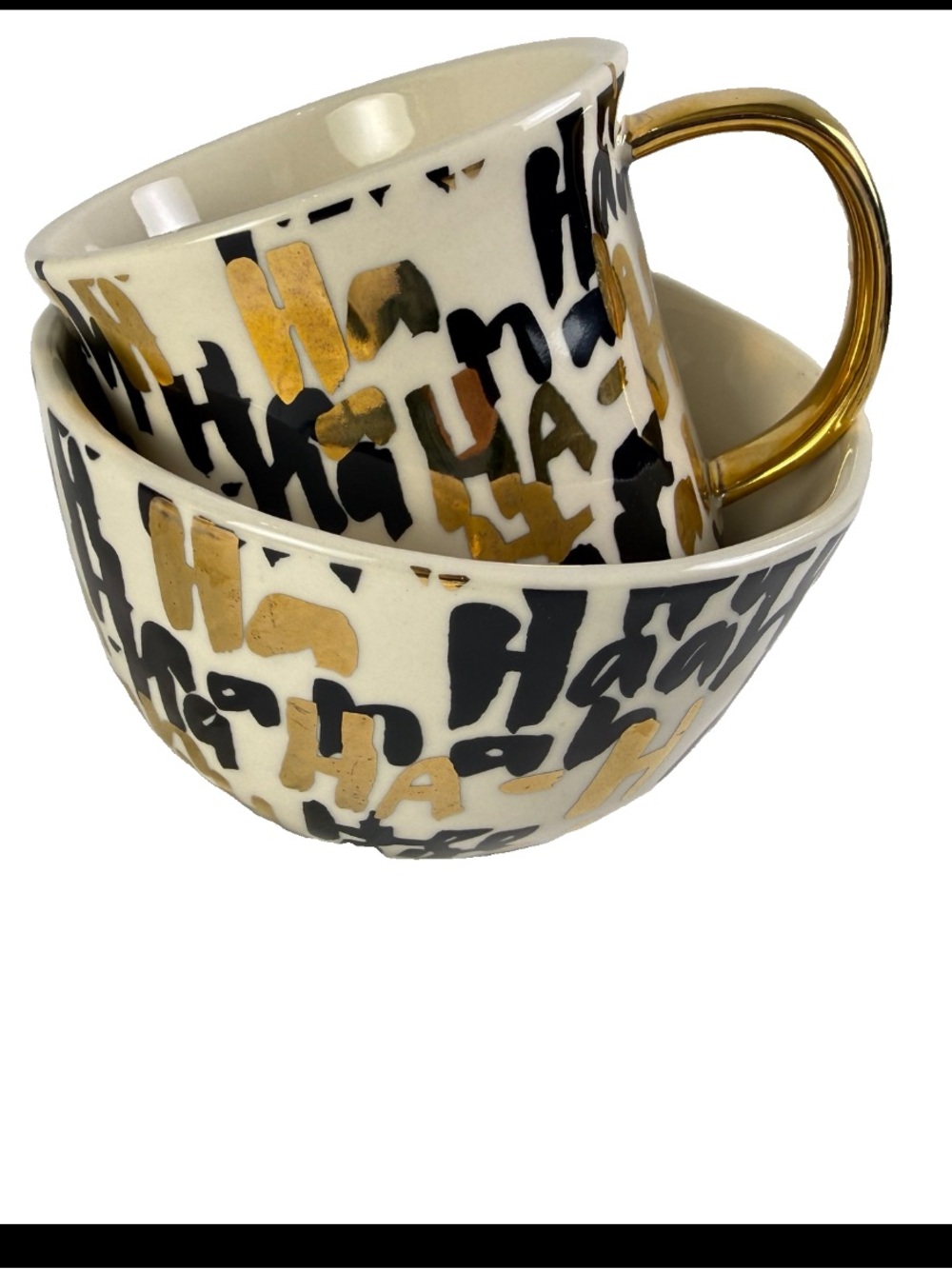 Anthropologie Kate Roebuck Cup  Mug Bowl Cereal Coffee Ha Ha Haha Lmtd Edition